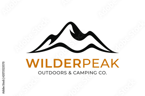 Wilderpeak outdoors and camping co company logo design, mountain illustration.