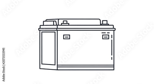 Simple Line Drawing of Car Battery.