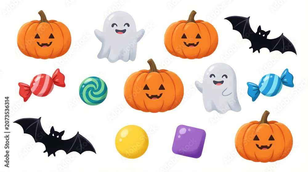 Fototapeta premium set of halloween pumpkins