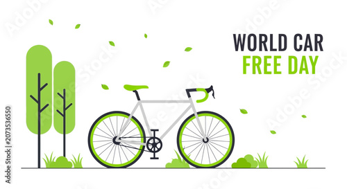 A minimalist illustration of a bicycle representing eco-friendly transportation for World Car Free Day.