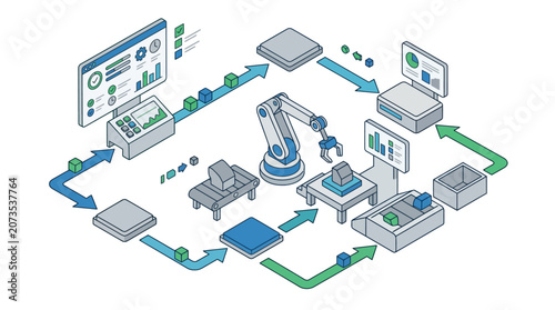 Automated Smart Factory Production Line with Robotic Arm and Data Analytics Dashboard