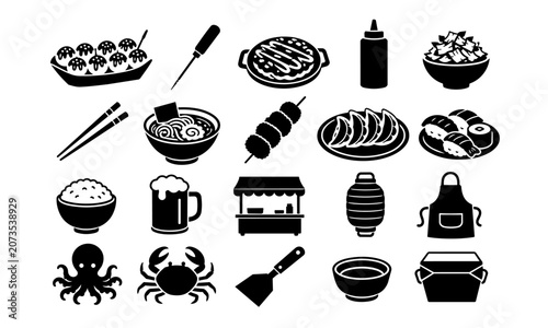 Osaka street food icon sheet