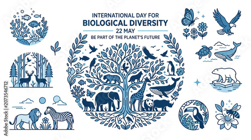 Canvas Print International Day Biological Diversity Tree of Life Animals Nature