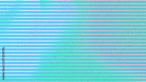 Abstract pastel neon striped background with soft blue, light green, pink, orange horizontal scanlines, RGB shift, analog grain, vaporwave glitch texture. Retro futuristic digital backdrop, copy space