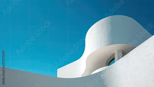 Obraz A striking architectural detail showcases smooth, white curves against a vibrant blue sky.