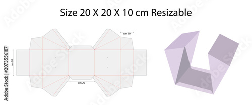Tableau sur toile Birthday and Anniversary Cake Box Dieline Template, Editable Vector Packaging De