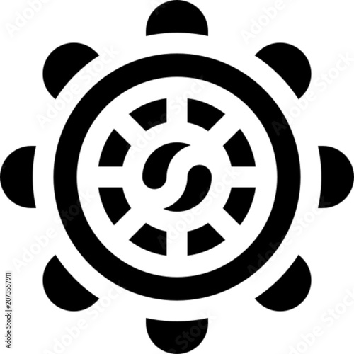 Dharma Wheel Buddhism Spiritual Religion Symbol Culture Icon Set