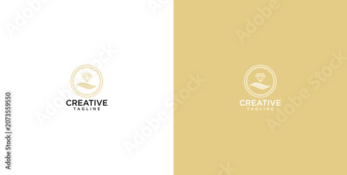 Fotografie Elegant minimalist logo design featuring a hand holding a heart within a circula
