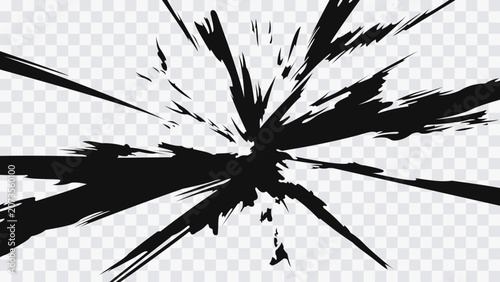 Tableau sur toile Abstract manga explosion burst with sharp energy rays and dynamic impact effect