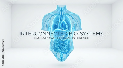 Luminous Translucent Human Anatomy, Displaying Internal Systems for Medical Education and Scientific Insight