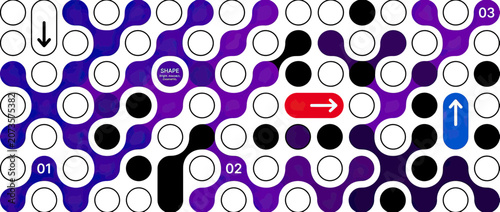 Canvas-taulu Abstract Network Pathfinding Puzzle with Purple Gradient and Arrows