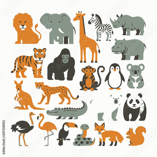 Cute Cartoon Animals Collection: Safari, Jungle, Zoo & Arctic Wildlife