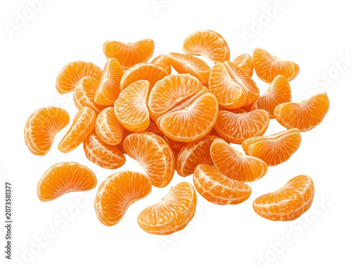 Fresh Ripe Tangerines Isolated on White Background, Sweet Juicy Mandarin Citrus Fruit with Vibrant Orange Color and Healthy Vitamin Rich Food Concept