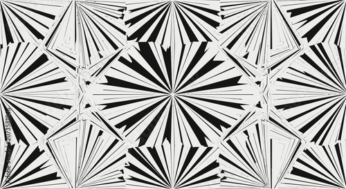 Obraz na plátne Geometric pattern of black and white shapes arranged in repeating design