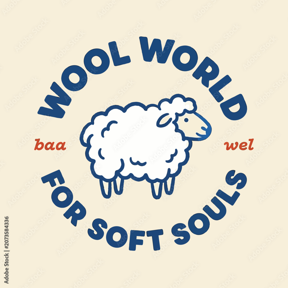Fototapeta premium Sheep Wool World Soft Souls Logo.