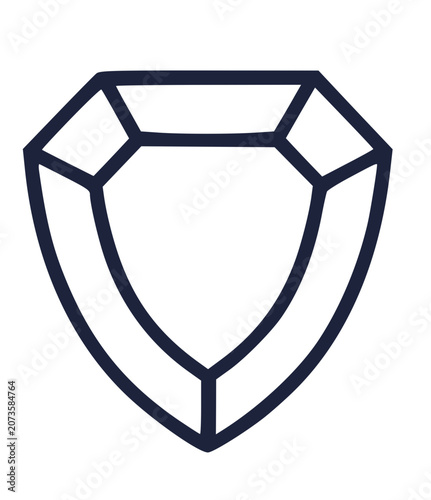 Diamond crystal gemstone shield shape line art icon decoration

