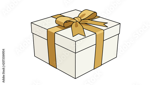 Obraz na płótnie A beautifully wrapped gift box with a golden ribbon, perfect for any special occ