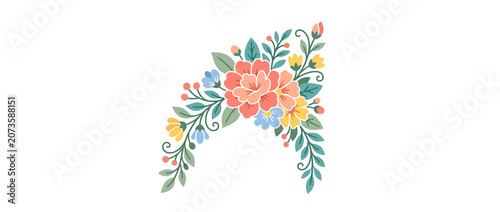 Cuadro en lienzo Decorative Floral Corner Design - Summer Flowers and Leaves