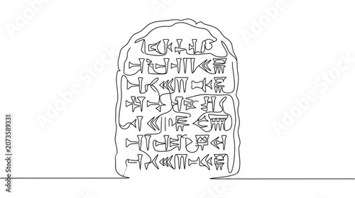 Φωτογραφία Ancient Cuneiform Tablet Illustration, Mesopotamian Script Stone Carving