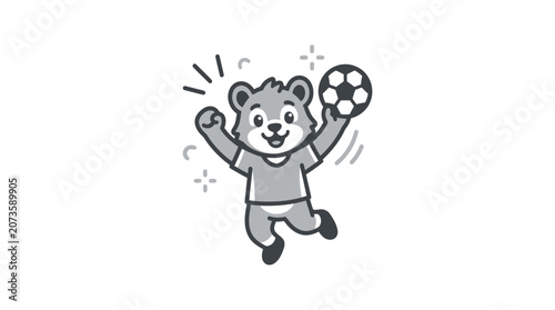 Photos Bear Playing Soccer Ball Fun.