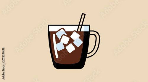 Quadro su tela Americano Coffee in Wide Glass With Ice Variation