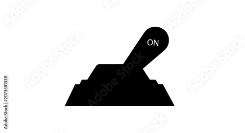 Black Toggle Switch in the ON Position Isolated on White Background.