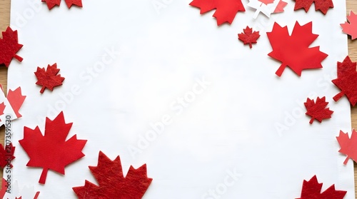 Red Maple Leaf Border on White Background