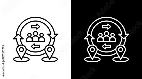 Bild auf Leinwand Migration Flow Outline White Icon Set Design