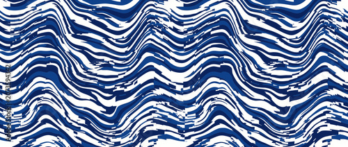 Abstract Blue and White Wavy Stripes Pattern