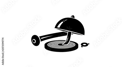 Vintage Record Player with Stylus and Vinyl Disc.