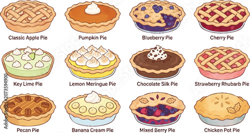 Tableau sur toile Variety of pies on display.