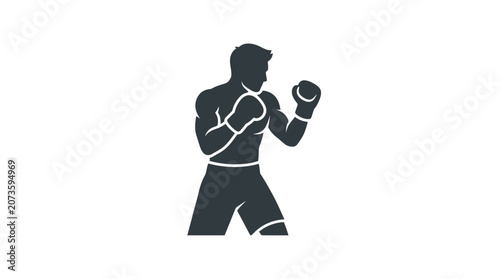 Fotografie Boxer in fighting stance silhouette.