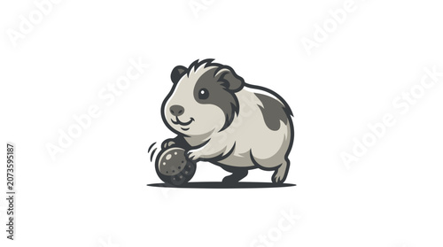 Obraz na plátne Cute Guinea Pig Playing with Ball.