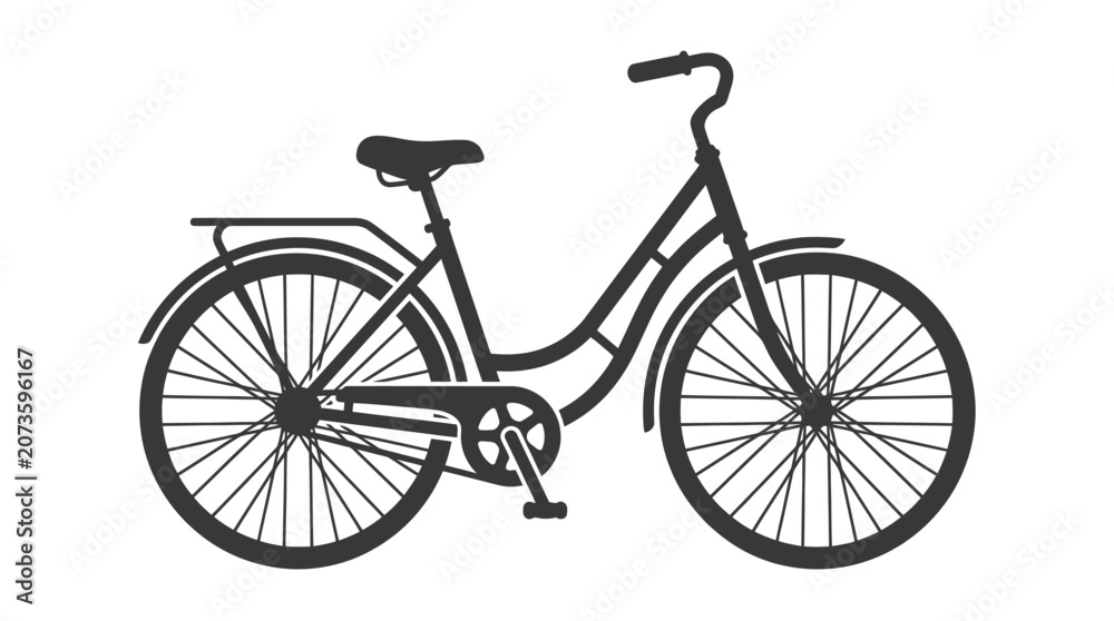 Fototapeta premium Black bicycle with two wheels.