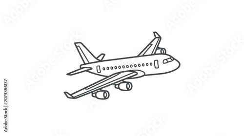 Foto Airplane flying through clear sky.