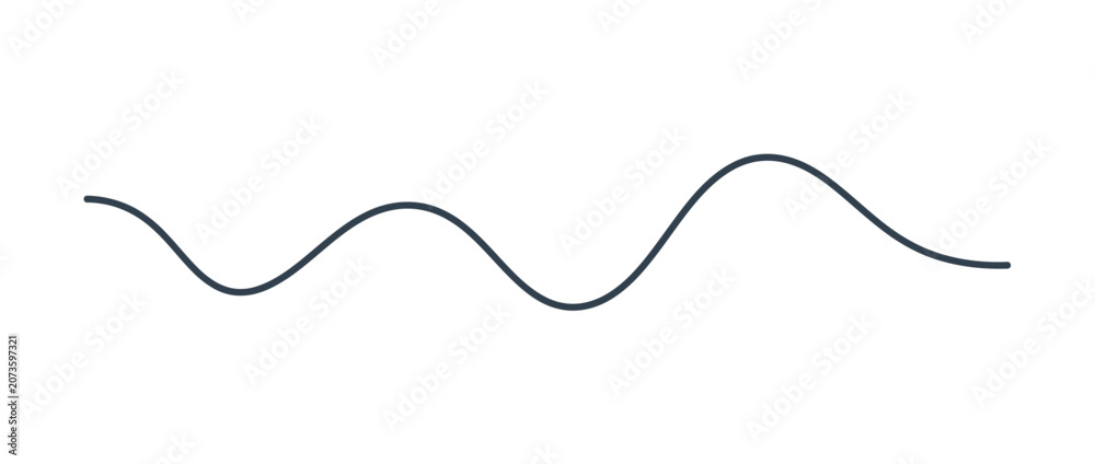 Obraz premium Abstract flowing wavy line on white background, smooth curve, simple graphic element