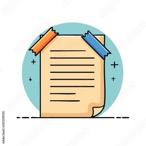 Paper with Paperclips Flat Vector Illustration