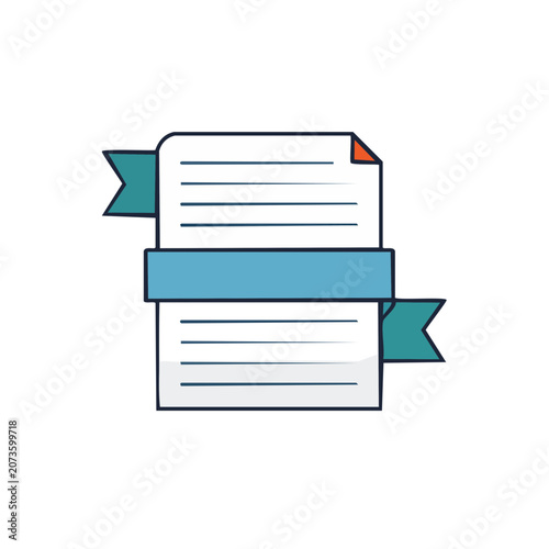 Stacked Documents with Decorative Ribbon Vector Illustration