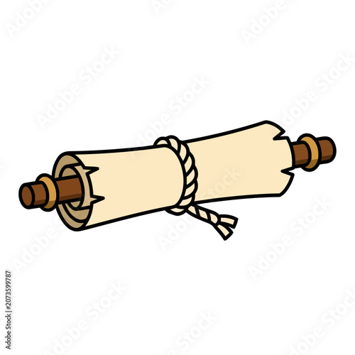 Ancient Scroll with Rope and Wooden Handles