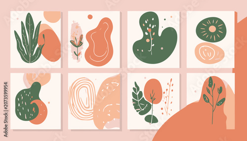 Collection of abstract plant illustrations.