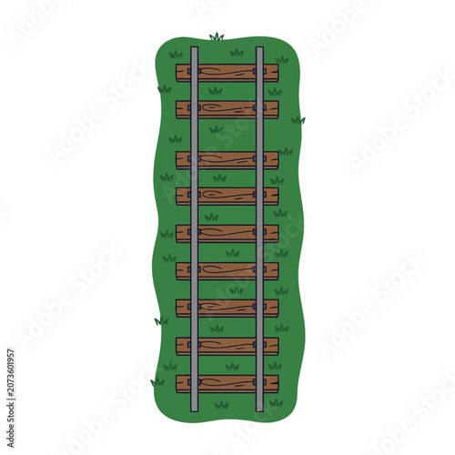 Wooden ladder on grass flat vector illustration