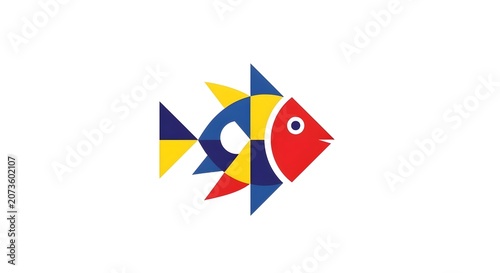 Colorful geometric fish illustration with vibrant abstract design