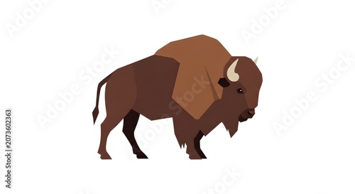 Geometric illustration of a bison on a white background