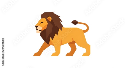 Geometric lion illustration in flat vector style on white background