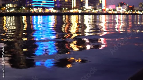 Slow Pan Shot Of Reflections On Water Surface with Light And Shadow