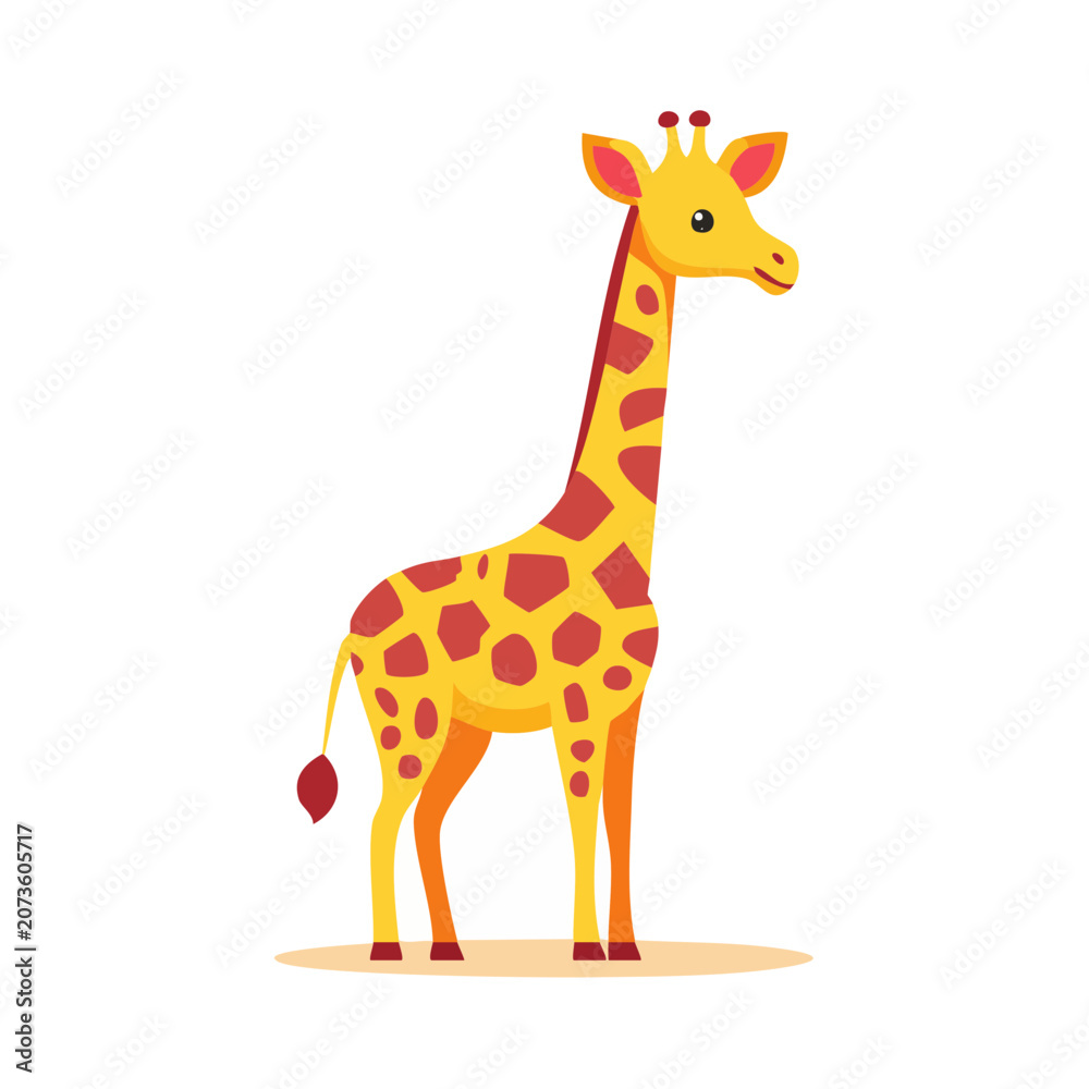 Obraz premium Flat illustration of a cartoon giraffe