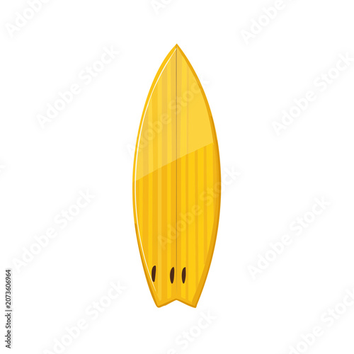 Yellow surfboard flat vector illustration
