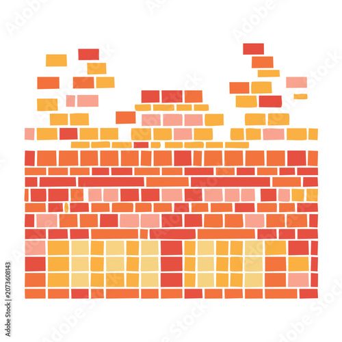 Modern geometric pattern with red and yellow squares