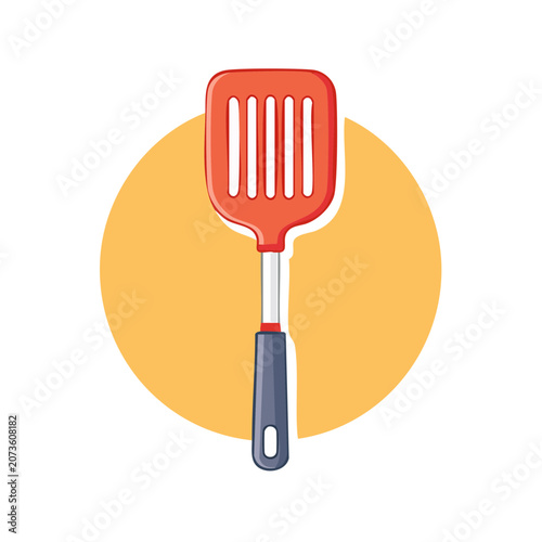Red spatula kitchen utensil flat vector icon