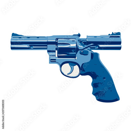 Blue Revolver Vector Illustration